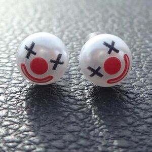 Minimalist Gothic Clown Scary Design stud punk earrings Clown Figure , emo goth